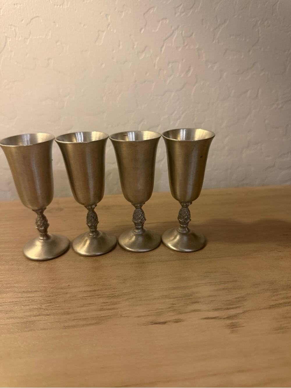 Set of 4 Silver Tone Pewter Goblets
